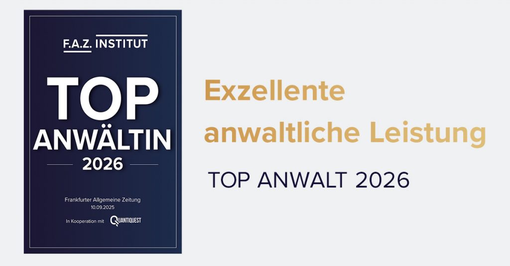 Auszeichnungssiegel: Esther Beckhove, MBL – TOP Anwältin 2026 im Arbeitsrecht, verliehen vom F.A.Z.-Institut in Kooperation mit QuantiQuest