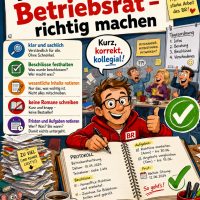 [Symbolbild] Witzige Darstellung des zur richtigen Erstellung des Protokolls einer Betriebsratssitzung
